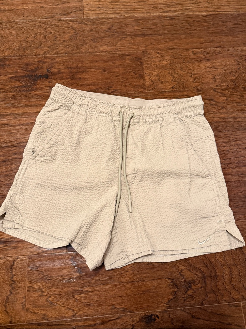 Nike Beige Seersucker Drawstring Shorts
